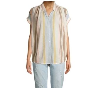 Time and Tru Womens Blouse Sz L 100% Cotton Gauzy Boho Summer Aesthetic Beach